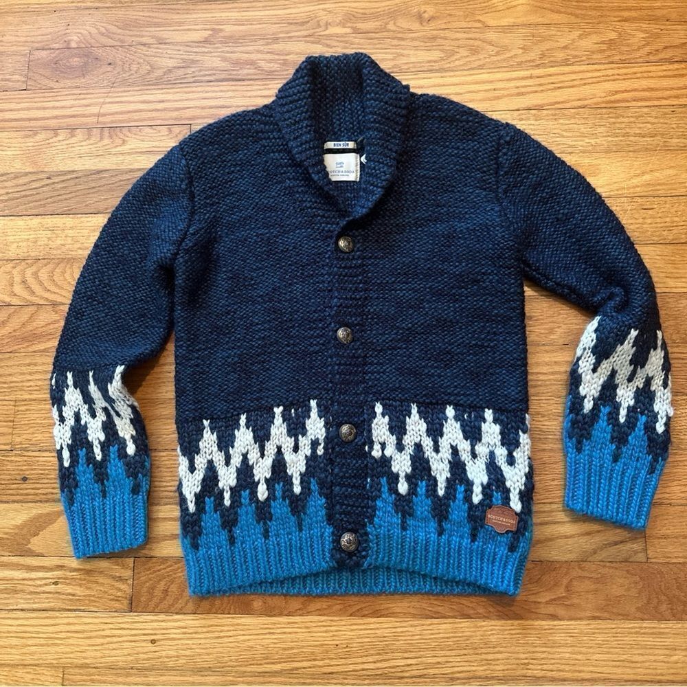 Scotch & Soda shrunk cardigan hand knitted sweater children’s sz 10 NWT